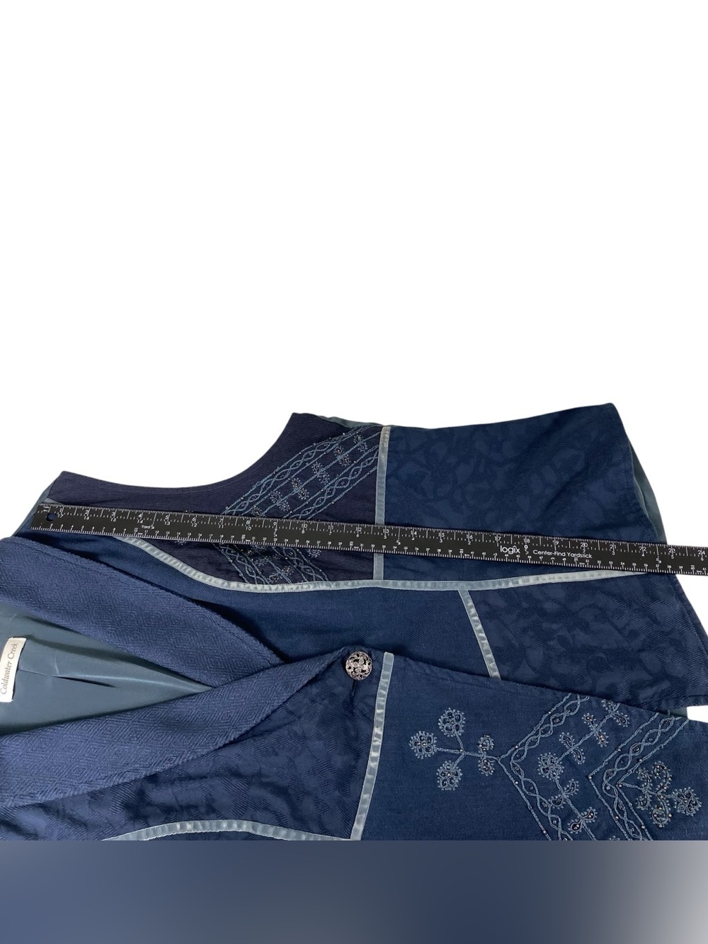 Coldwater Creek Womens Vest Size XL Embroidered Patchwork Artsy Navy Blue $69 - Picture 9 of 14